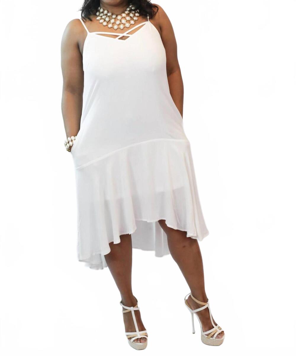 NEW ENTRO high low midi dress in off white